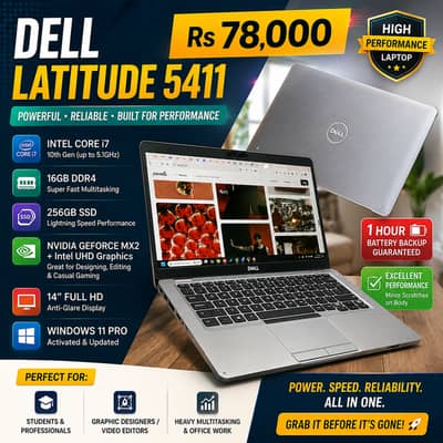 Dell Latitude 5411 | Core i7 10th Gen | 16GB RAM | 256GB SSD | NVIDIA