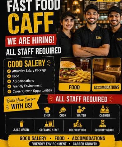 fast-food Chef, Waitress, order taker, helper, cleaner