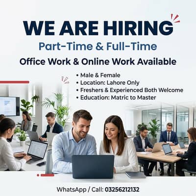 ONLINE WORK AND PART TIME WORK AVAILABLE FOR MALES AND FEMALES
