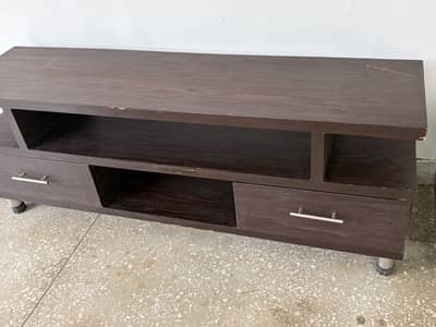 Wooden TV Console Unit with 2 Drawers - Dark Brown Finish