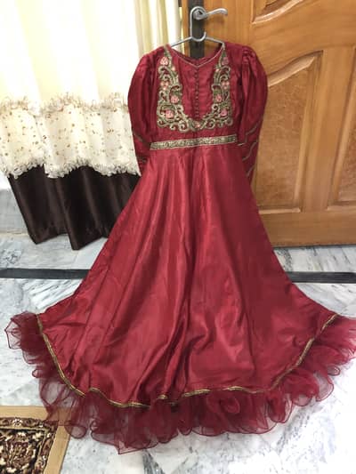 Red embroidered maxi