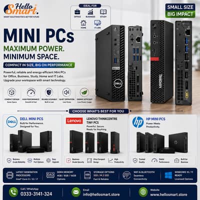 HP Lenovo MiniPC I3 I5 8 Gen 8/256, Dell I5 6Gen, Dell I5 7Gen Desktop