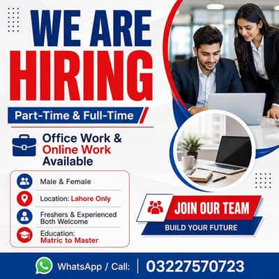 WE HIRING MALE AND FEMALES STAFF FOR OFFICE WORK