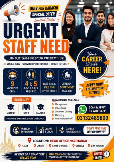 Office Staff Required – Urgent Hiring