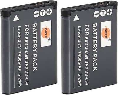 D-LI88 DB-L80 two Battery with charger for Pentax Panasonic and Sanyo