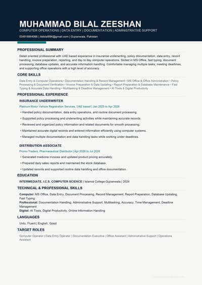 Computer Operator | Data Entry | Office Assistant