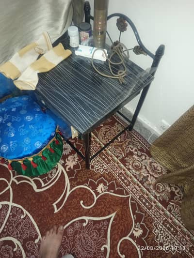 iron Bed with dressing table and side table with coffee chairs