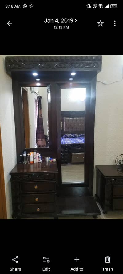 Double mirrors dressing table with led lights