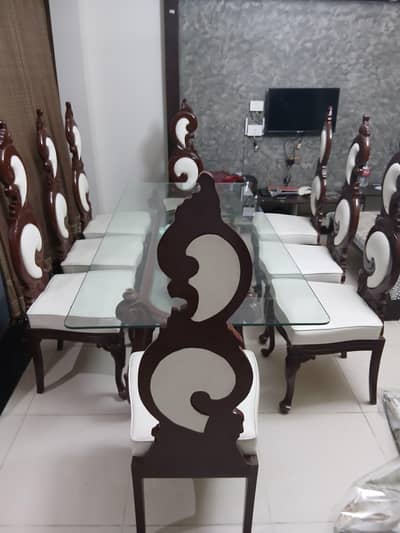 crown dining set 8 chair brown mat color