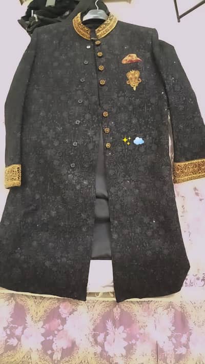 DESIGNER SHERWANI one time used black colour
