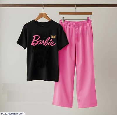 Women Printed Night Suit Black Pink Medium to XL