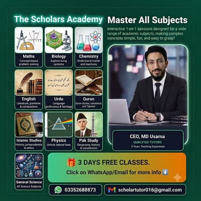 Online Scholars Academy 1 to 1 classes for all subjects