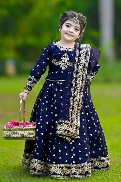 Kids Blue Lehanga| Kids new collection| Set 3 Pcs Silk