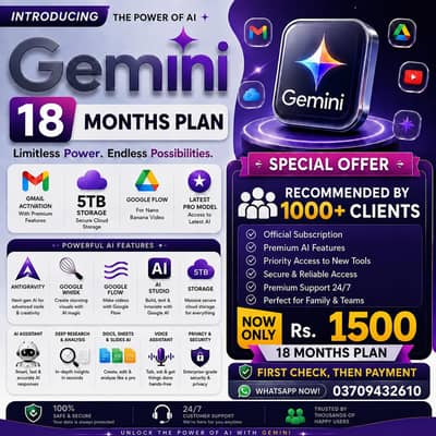 Google Gemini AI pro plan 18Months