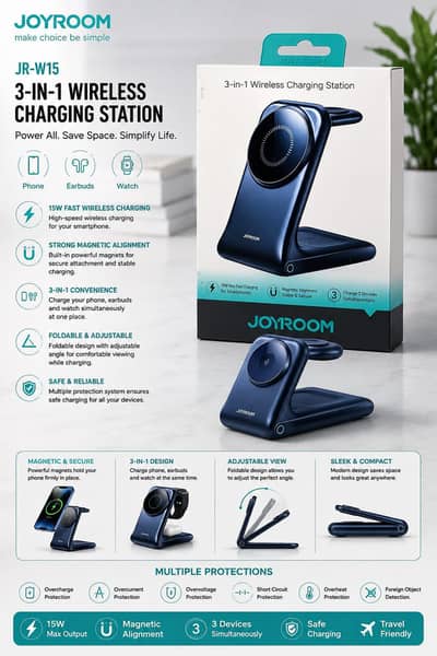 Joyroom JR-W15 3-in-1 Wireless Charging Station