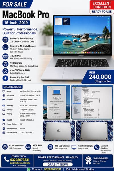 MacBook Pro 16-inch 2019 – For Sale Excellent Condition –Ready to Use