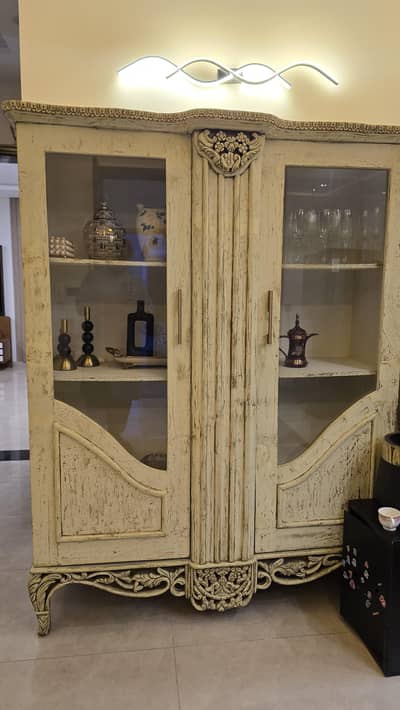 Antique 2 door display cabinet French provincial style vintage Wooden