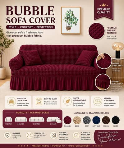 BUBBLE SOFA COVER | SOFA COVER | SOFA CUMBED COVER | FITTED SOFA