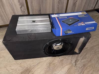 Jbl woofer with box + world tech amplifier