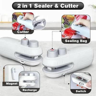 2-in-1 Rechargeable Food Sealer & Cutter | Home Delivery
