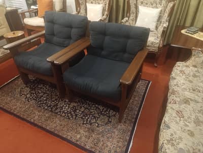 Made in Denmark beautiful solid oak sofa chairs and table. DHA
