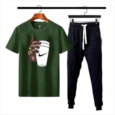 Men Cotton Printed Tracksuit Black Yellow White all colours