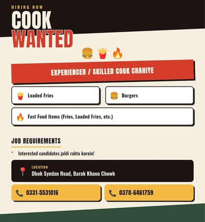  COOK REQUIRED for fast-food