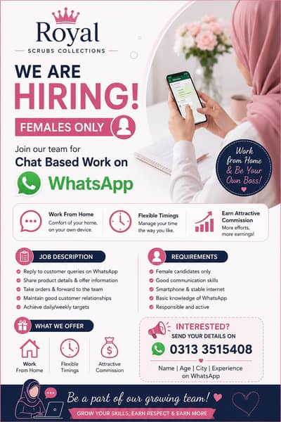 Chat based work for females only.