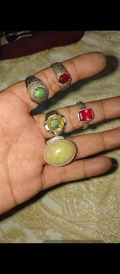 silver rings with natural stones