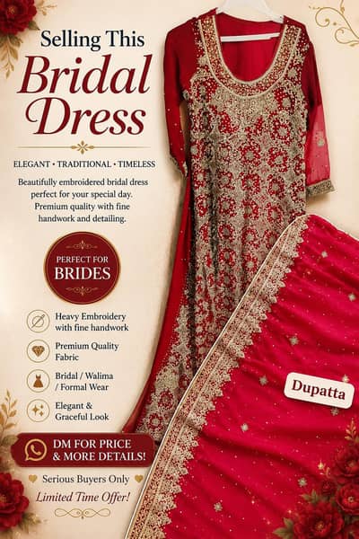 Elegant Red & Gold Bridal Embroidered Suit with Dupatta Description