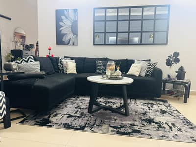 L shape black sofa