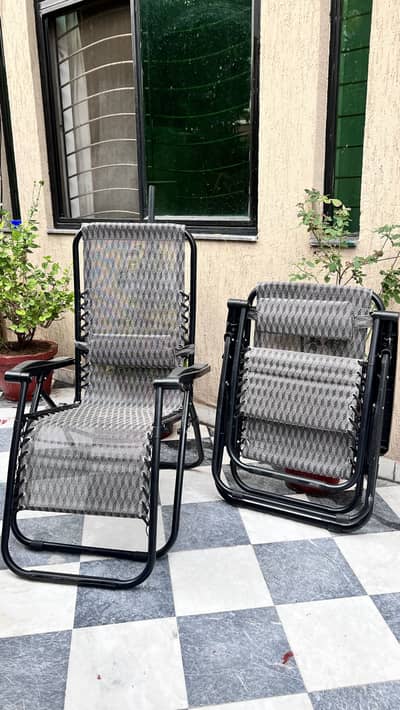 Folding Reclining Chairs, SET OF 2
