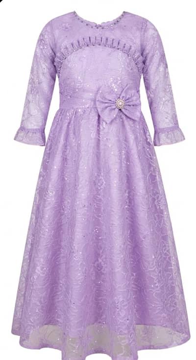 Beautiful Purple Party Wear Frock With Dupatta & Tights (Like New)