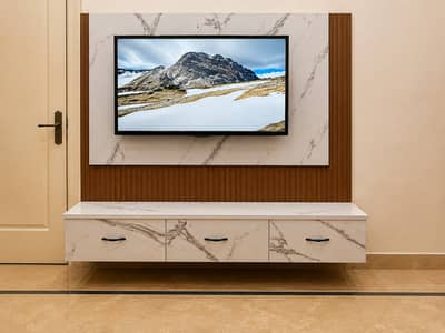 Bed, side tables, dressing, TV unit