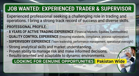 am a Professional Trader +Quality Controller and supervisor