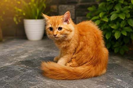 Ginger female Persian kitten tiple coat