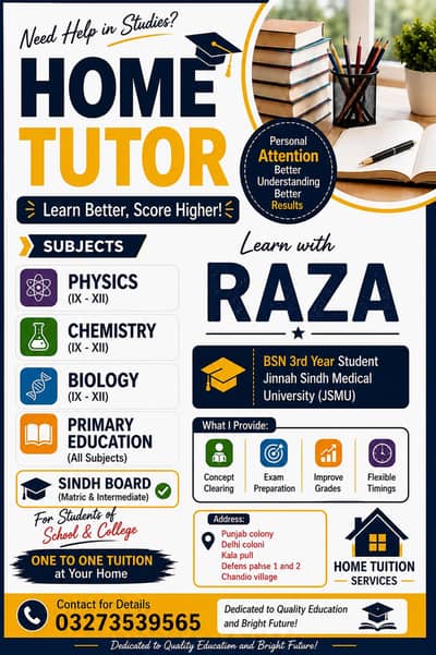 Home Tutor | Physics, Chemistry & Biology | IX–XII | Primary Classes