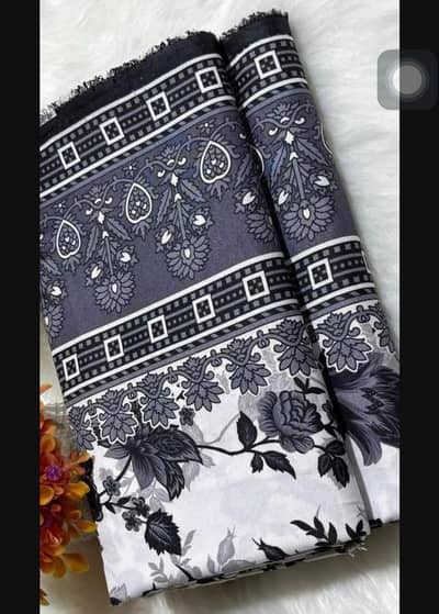 Black & White Floral Printed Cotton Shawl