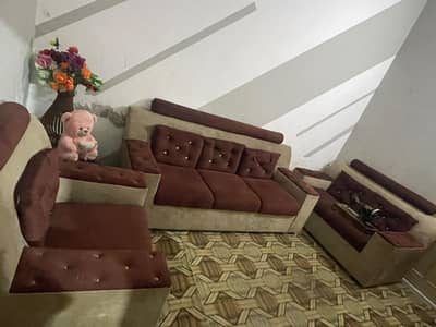 `6 Seater Sofa Set Maroon & Beige - Used Excellent Condition`