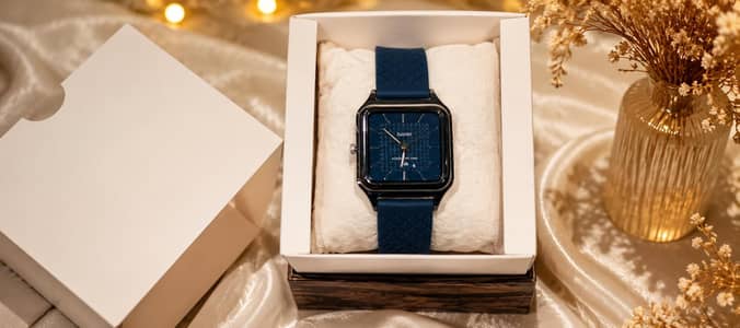 Premium Blue Square Dial Watch ⌚