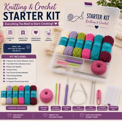 Knitting and Crochet Starting Kit