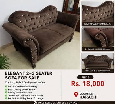 Elegant 2 Seater Velvet Sofa – Premium Tufted Design