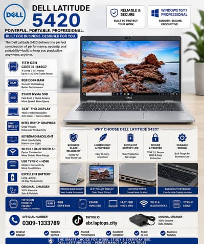 Dell Latitude 5420 core i5 11th gen 8gb ram 256gb nvme card