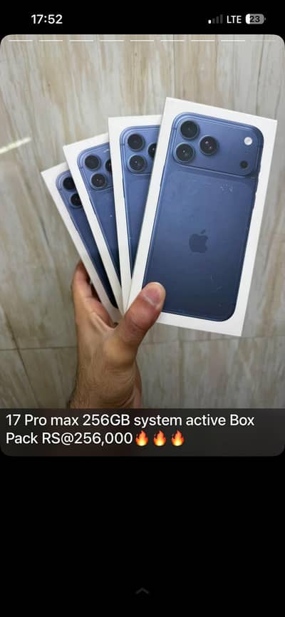iphone 17 pro max  JV 256GB , blue colour 100% 0 cycle