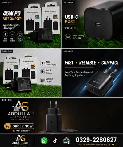 45W PD Fast Charger USB-C Power Adapter | PD 3.0 Type-C Charger
