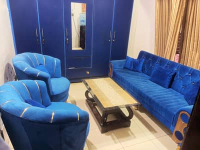 Blue Velvet Sofa Set slightly used