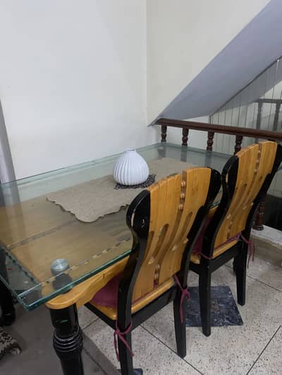 Custom Sheesham Wood 2-Chair Dining Set (Thick Glass Top)
