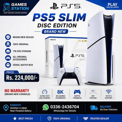 PS5 Slim Disc 1TB Brand New | Genuine | Games Station