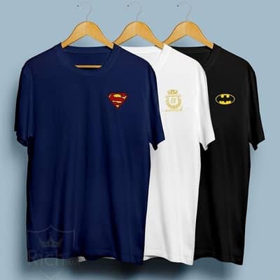 Pack of 3 Crew Neck Summer Cotton T-Shirts - Multicolor