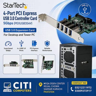 startecg USB 3.0 expansion card 4 port desktop and tower pc